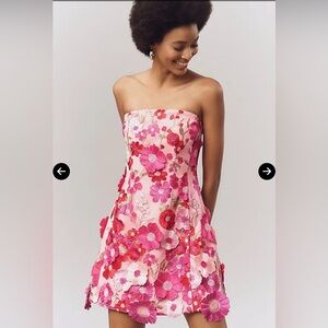 Endless Rose embroidered Floral Strapless Pink Dress wedding Easter Spring NWT S